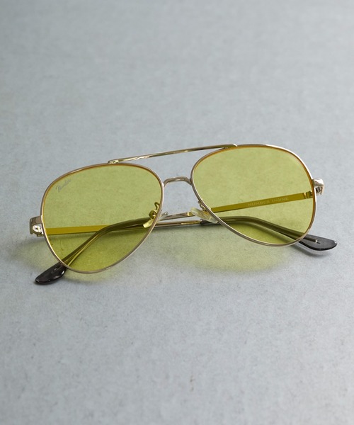 【値下げ】サングラス　装飾　ファーサングラス　黄緑　おしゃれ AVIATOR TEAR DROP SUNGLASSES / メタルフレーム ティアドロップ