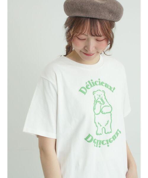 Samansa Mos2(サマンサ モスモス)の「【メルヘン×Samansa Mos2】発泡プリントTシャツ(Tシャツ/カットソー・レディース・グレー/オフホワイト/ピンク・F)」の2枚目の写真