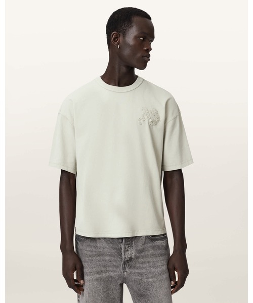 ALLSAINTS(オールセインツ)の「INSIGNIA SHORT SLEEVE COTTON T-SHIRT | INSIGNIA 半袖 コットン Tシャツ(Tシャツ/カットソー・メンズ・グリーン系その他・S/M/L/XS)」の1枚目の写真