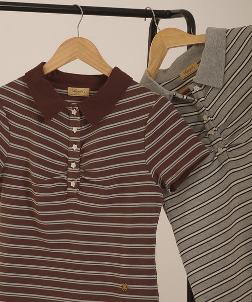 hazyl(ヘイジル)の「gather polo T-shirt / ギャザーポロTシャツ(Tシャツ/カットソー・レディース・ブラウン系その他/グレー・フリー)」の12枚目の写真
