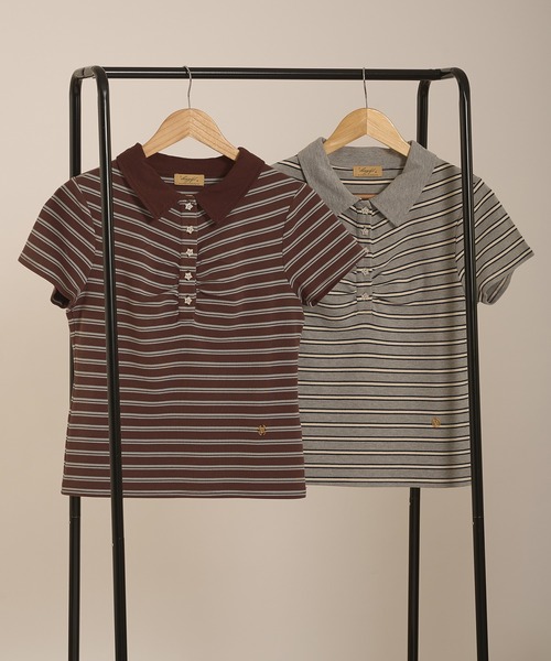 hazyl(ヘイジル)の「gather polo T-shirt / ギャザーポロTシャツ(Tシャツ/カットソー・レディース・ブラウン系その他/グレー・フリー)」の13枚目の写真