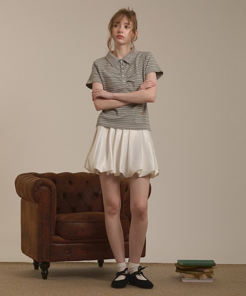 hazyl(ヘイジル)の「gather polo T-shirt / ギャザーポロTシャツ(Tシャツ/カットソー・レディース・ブラウン系その他/グレー・フリー)」の21枚目の写真