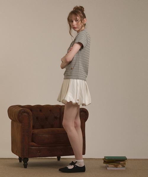 hazyl(ヘイジル)の「gather polo T-shirt / ギャザーポロTシャツ(Tシャツ/カットソー・レディース・ブラウン系その他/グレー・フリー)」の20枚目の写真