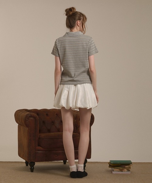 hazyl(ヘイジル)の「gather polo T-shirt / ギャザーポロTシャツ(Tシャツ/カットソー・レディース・ブラウン系その他/グレー・フリー)」の19枚目の写真