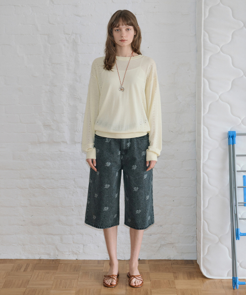 SINOON(シヌーン)の「Bermuda Denim Shorts (Grey)(デニムパンツ・レディース・チャコールグレー・MEDIUM/SMALL)」の3枚目の写真