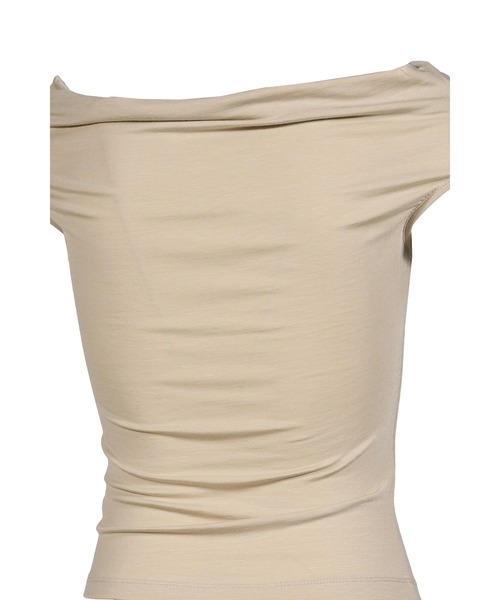 BOHEMSEO(ボヘミアンソウル)の「FLOW NECK DRAPE HALF-T(Tシャツ/カットソー・レディース・ブラウン/ブラック/ベージュ・OS)」の13枚目の写真