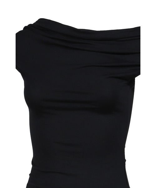 BOHEMSEO(ボヘミアンソウル)の「FLOW NECK DRAPE HALF-T(Tシャツ/カットソー・レディース・ブラウン/ブラック/ベージュ・OS)」の6枚目の写真