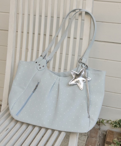 Birthday room（バースデイルーム）の「ドットチャーム付ショルダーBAG/Shoulder bag with polka dot charm（ショルダーバッグ・レディース・ライトブルー/ホワイト/ピンク・FREE）」の11枚目の写真