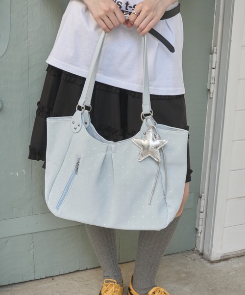 Birthday room（バースデイルーム）の「ドットチャーム付ショルダーBAG/Shoulder bag with polka dot charm（ショルダーバッグ・レディース・ライトブルー/ホワイト/ピンク・FREE）」の13枚目の写真