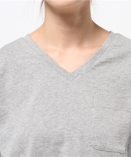 OUTLET（アウトレット）の「【Discoat】16/-ポケ付VネックT（Tシャツ/カットソー・レディース・杢グレー・FREE）」の5枚目の写真