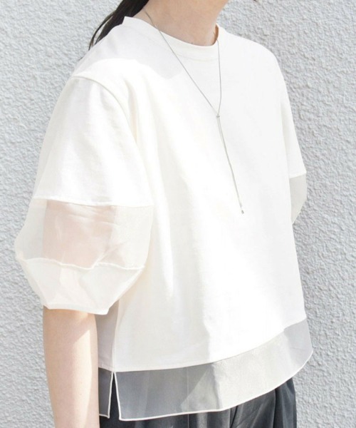Flugge(フラッジー)の「オーガンジードッキングTシャツ(Tシャツ/カットソー・レディース・ブラック/ホワイト・LARGE/MEDIUM)」の4枚目の写真