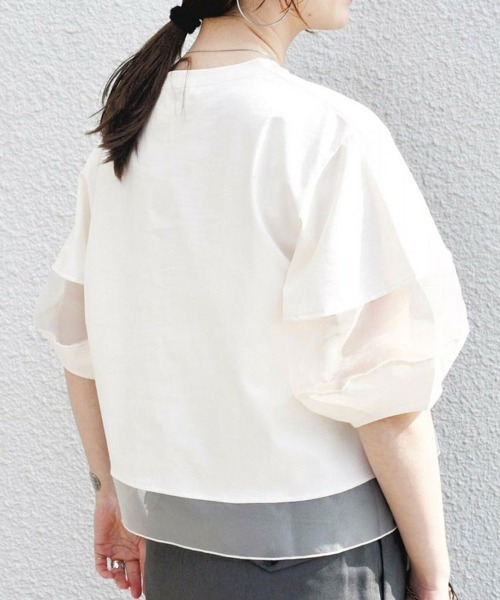 Flugge(フラッジー)の「オーガンジードッキングTシャツ(Tシャツ/カットソー・レディース・ブラック/ホワイト・LARGE/MEDIUM)」の5枚目の写真