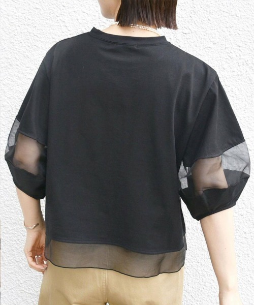 Flugge(フラッジー)の「オーガンジードッキングTシャツ(Tシャツ/カットソー・レディース・ブラック/ホワイト・LARGE/MEDIUM)」の8枚目の写真