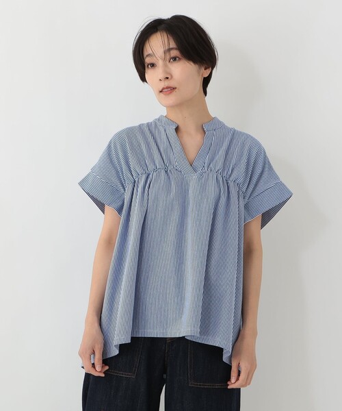 Afternoon Tea(アフタヌーンティー)の「ストライプシャーリングスキッパープルオーバー(シャツ/ブラウス・レディース・ブルー・MEDIUM)」の1枚目の写真