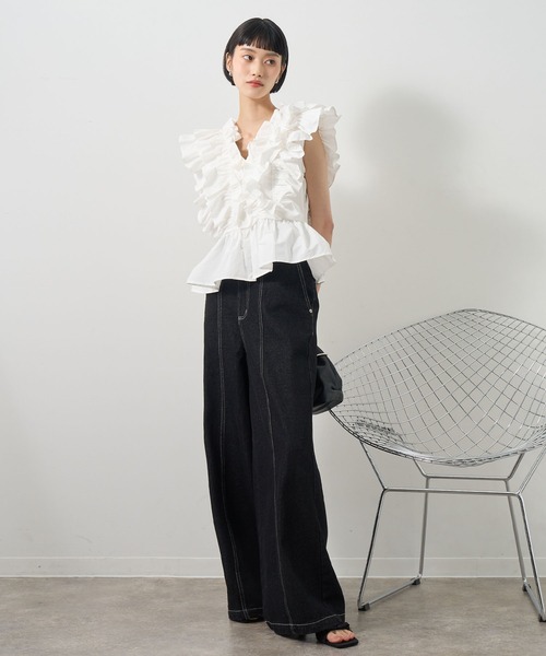 NOGLE(ノグル)の「【NOGLE/ノグル】2WAYフリルギャザーペプラムブラウス(シャツ/ブラウス・レディース・ブルー/ブラック/ホワイト・FREE)」の14枚目の写真