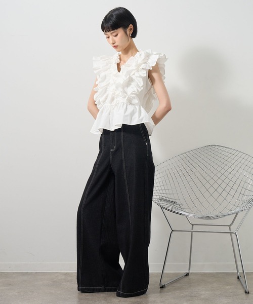 NOGLE(ノグル)の「【NOGLE/ノグル】2WAYフリルギャザーペプラムブラウス(シャツ/ブラウス・レディース・ブルー/ブラック/ホワイト・FREE)」の10枚目の写真