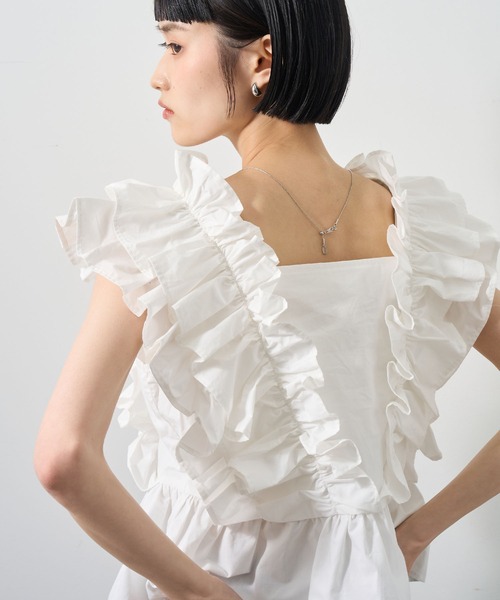 NOGLE(ノグル)の「【NOGLE/ノグル】2WAYフリルギャザーペプラムブラウス(シャツ/ブラウス・レディース・ブルー/ブラック/ホワイト・FREE)」の8枚目の写真