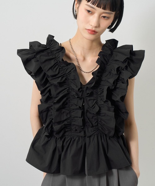 NOGLE(ノグル)の「【NOGLE/ノグル】2WAYフリルギャザーペプラムブラウス(シャツ/ブラウス・レディース・ブルー/ブラック/ホワイト・FREE)」の16枚目の写真