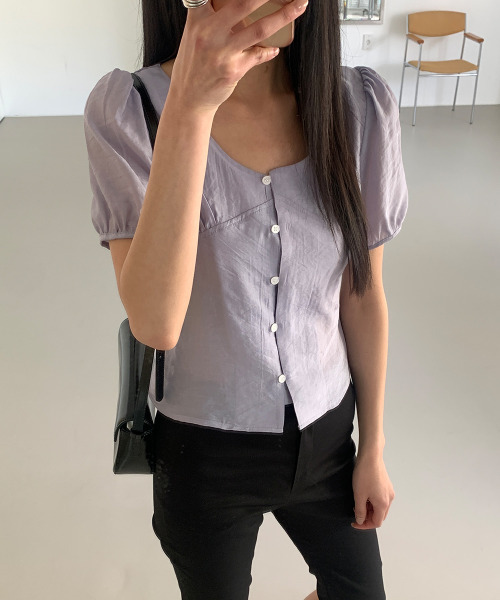VIVID LADY(ビビッドレディー)の「ペプラムリボン 半袖ブラウス(シャツ/ブラウス・レディース・パープル/アイボリー/ブラック・FREE)」の6枚目の写真