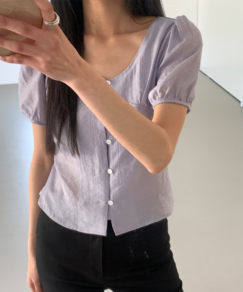 VIVID LADY(ビビッドレディー)の「ペプラムリボン 半袖ブラウス(シャツ/ブラウス・レディース・パープル/アイボリー/ブラック・FREE)」の7枚目の写真