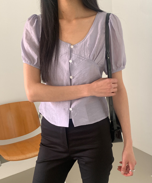 VIVID LADY(ビビッドレディー)の「ペプラムリボン 半袖ブラウス(シャツ/ブラウス・レディース・パープル/アイボリー/ブラック・FREE)」の10枚目の写真
