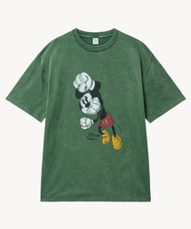 フェイドウォッシングハッピー_ミッキー_ Tシャツ (GREEN)