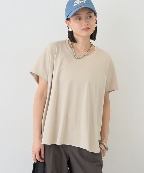 AMERICAN HOLIC(アメリカンホリック)の「【接触冷感・UVカット】ルーズコクーンプルオーバー(Tシャツ/カットソー・レディース・グレイッシュベージュ/オフホワイト/ブラウン/チャコールグレー/サックスブルー・M/L)」の11枚目の写真