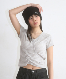 SOFT SHIRRING TEE / GRAY