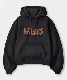 VLAD チェックアップリケフードパーカー_ブラック