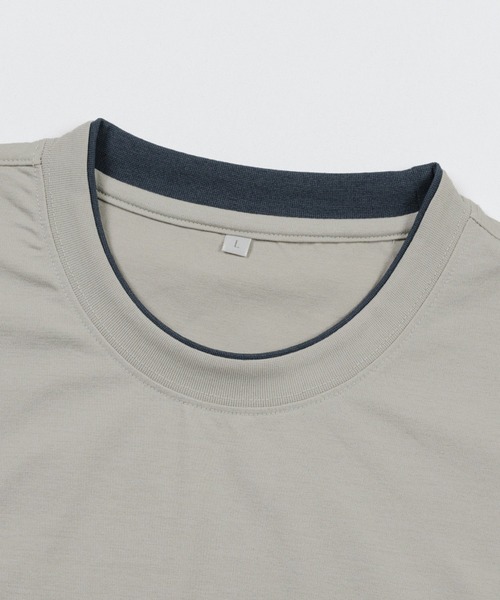 TETE(テット)の「【シンプル・定番・着回し力抜群】接触冷感スノードライレイヤード襟Tシャツ/半袖Tシャツ 96622 4色展開|オーバーサイズ クルーネック メンズ 大人カジュアル デイリーT 夏(Tシャツ/カットソー・メンズ・チャコールグレー/ホワイト/ベージュ/ブラック・MEDIUM/X-LARGE/LARGE)」の15枚目の写真