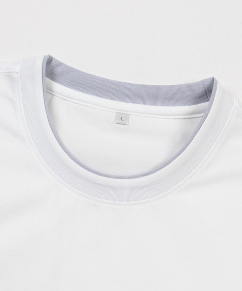TETE(テット)の「【シンプル・定番・着回し力抜群】接触冷感スノードライレイヤード襟Tシャツ/半袖Tシャツ 96622 4色展開|オーバーサイズ クルーネック メンズ 大人カジュアル デイリーT 夏(Tシャツ/カットソー・メンズ・チャコールグレー/ホワイト/ベージュ/ブラック・MEDIUM/X-LARGE/LARGE)」の8枚目の写真