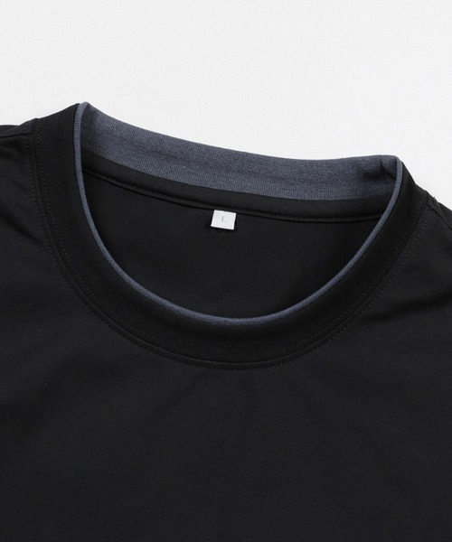 TETE(テット)の「【シンプル・定番・着回し力抜群】接触冷感スノードライレイヤード襟Tシャツ/半袖Tシャツ 96622 4色展開|オーバーサイズ クルーネック メンズ 大人カジュアル デイリーT 夏(Tシャツ/カットソー・メンズ・チャコールグレー/ホワイト/ベージュ/ブラック・MEDIUM/X-LARGE/LARGE)」の9枚目の写真