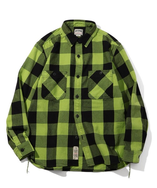 HOUSTON（ヒューストン）の「【HOUSTON/ヒューストン】BLOCK CHECK VIYELLA SHIRT/ブロックチェックビエラシャツ（シャツ/ブラウス・メンズ・ネイビー/ブラック/グリーン系/レッド/ブラウン・M/L/XL）」の3枚目の写真