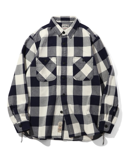 HOUSTON（ヒューストン）の「【HOUSTON/ヒューストン】BLOCK CHECK VIYELLA SHIRT/ブロックチェックビエラシャツ（シャツ/ブラウス・メンズ・ネイビー/ブラック/グリーン系/レッド/ブラウン・M/L/XL）」の4枚目の写真