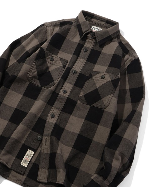 HOUSTON（ヒューストン）の「【HOUSTON/ヒューストン】BLOCK CHECK VIYELLA SHIRT/ブロックチェックビエラシャツ（シャツ/ブラウス・メンズ・ネイビー/ブラック/グリーン系/レッド/ブラウン・M/L/XL）」の6枚目の写真