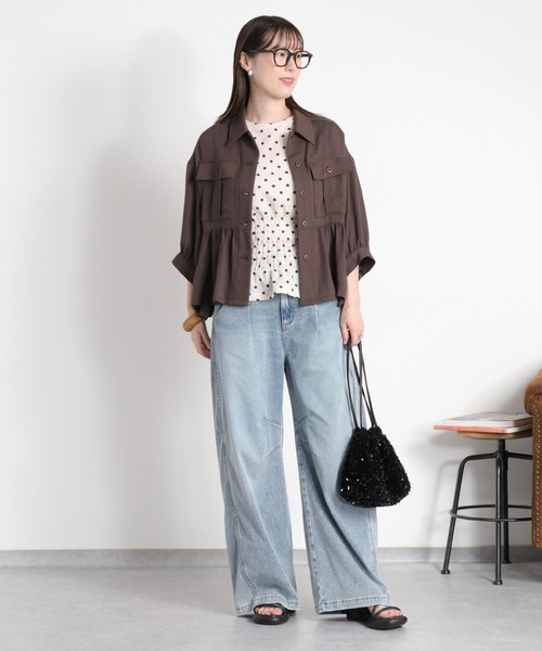 cepo(セポ)の「〈セットアップ対応〉LINENミックス フリルギャザーワークシャツ(シャツ/ブラウス・レディース・チャコール/オリーブ・M)」の18枚目の写真