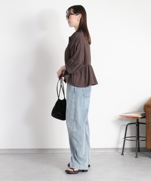 cepo(セポ)の「〈セットアップ対応〉LINENミックス フリルギャザーワークシャツ(シャツ/ブラウス・レディース・チャコール/オリーブ・M)」の15枚目の写真