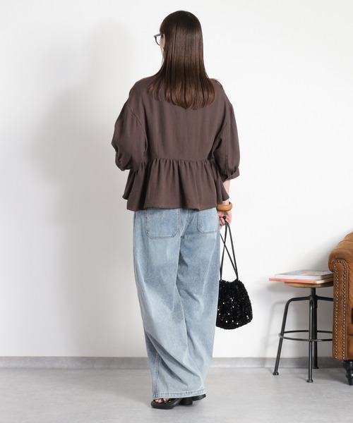 cepo(セポ)の「〈セットアップ対応〉LINENミックス フリルギャザーワークシャツ(シャツ/ブラウス・レディース・チャコール/オリーブ・M)」の16枚目の写真