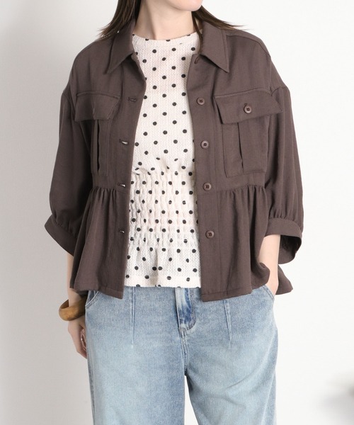cepo(セポ)の「〈セットアップ対応〉LINENミックス フリルギャザーワークシャツ(シャツ/ブラウス・レディース・チャコール/オリーブ・M)」の21枚目の写真