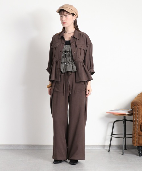 cepo(セポ)の「〈セットアップ対応〉LINENミックス フリルギャザーワークシャツ(シャツ/ブラウス・レディース・チャコール/オリーブ・M)」の19枚目の写真