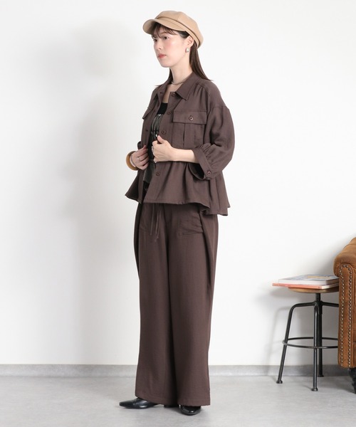 cepo(セポ)の「〈セットアップ対応〉LINENミックス フリルギャザーワークシャツ(シャツ/ブラウス・レディース・チャコール/オリーブ・M)」の20枚目の写真