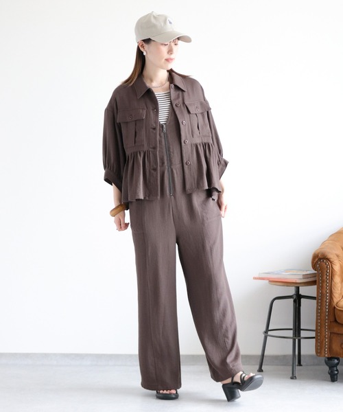 cepo(セポ)の「〈セットアップ対応〉LINENミックス フリルギャザーワークシャツ(シャツ/ブラウス・レディース・チャコール/オリーブ・M)」の10枚目の写真