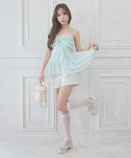 MAJESTIC LEGON（マジェスティックレゴン）の「チェーン付きキラキラリボンビスチェ（その他トップス・レディース・ピンク/ブラック/ミント/アイボリー・MEDIUM）」の20枚目の写真