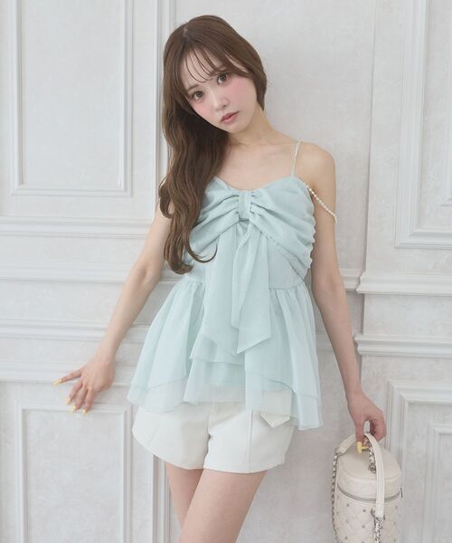 MAJESTIC LEGON（マジェスティックレゴン）の「チェーン付きキラキラリボンビスチェ（その他トップス・レディース・ピンク/ブラック/ミント/アイボリー・MEDIUM）」の22枚目の写真