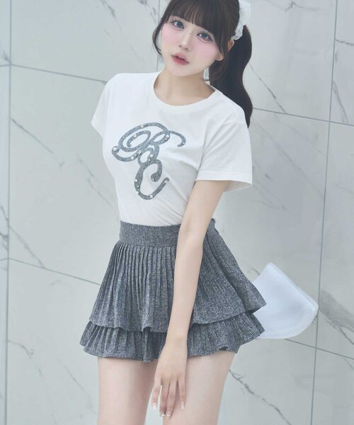 OLIVE des OLIVE（オリーブデオリーブ）の「【Belle Charme】Tweed Pleats Mini Skirt（スカート・レディース・ピンク/グレー/オフホワイト・FREE）」の2枚目の写真
