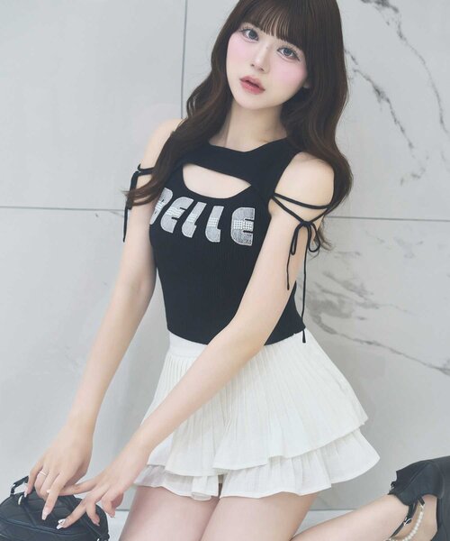 OLIVE des OLIVE（オリーブデオリーブ）の「【Belle Charme】Tweed Pleats Mini Skirt（スカート・レディース・ピンク/グレー/オフホワイト・FREE）」の4枚目の写真