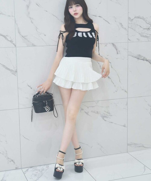 OLIVE des OLIVE（オリーブデオリーブ）の「【Belle Charme】Tweed Pleats Mini Skirt（スカート・レディース・ピンク/グレー/オフホワイト・FREE）」の5枚目の写真