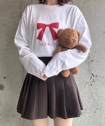 大人ガーリーリボンロンT/長袖Tシャツ(hsyd)