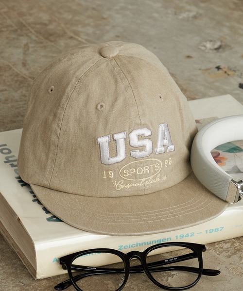 Chick(チック)の「USA Logo Embroidered Baseball Cap / USA ロゴ刺繍 ベースボールキャップ フラットバイザー レディース メンズ 2026年 夏 夏服(キャップ・レディース・ブラック/ブラウン/ベージュ/ネイビー/パープル・FREE)」の3枚目の写真