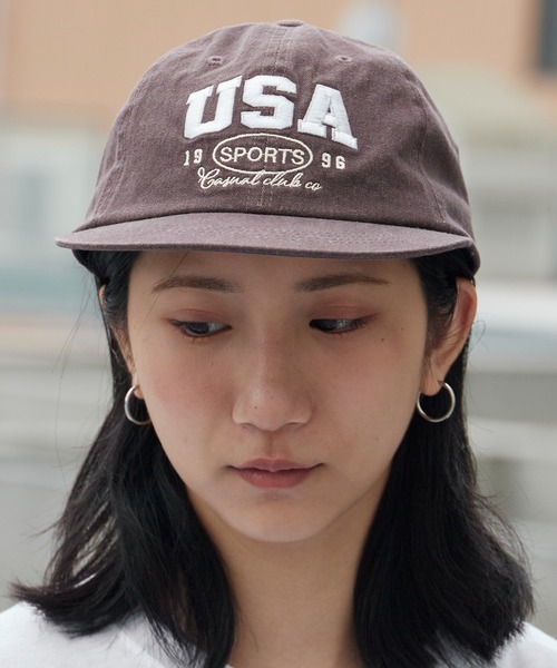 Chick(チック)の「USA Logo Embroidered Baseball Cap / USA ロゴ刺繍 ベースボールキャップ フラットバイザー レディース メンズ 2026年 夏 夏服(キャップ・レディース・ブラック/ブラウン/ベージュ/ネイビー/パープル・FREE)」の2枚目の写真